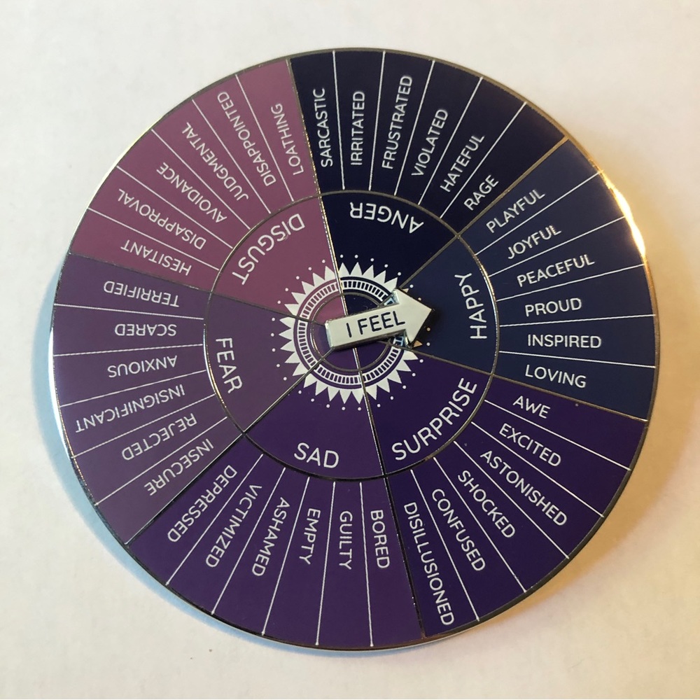 Large Interactive Pin! Feelings Wheel/Mental Health Large Enamel Pin